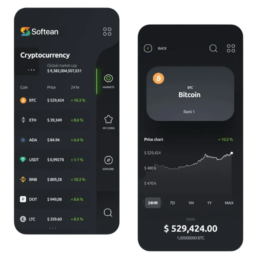 Cryptocurrency exchange dashboard